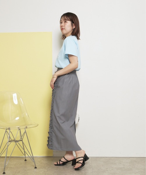 palm RICHE(ポームリシュ)の「LUEUR フロッキーロゴT 半袖(Tシャツ/カットソー・レディース・オフホワイト/ライトブルー/チャコールグレー・M)」の10枚目の写真