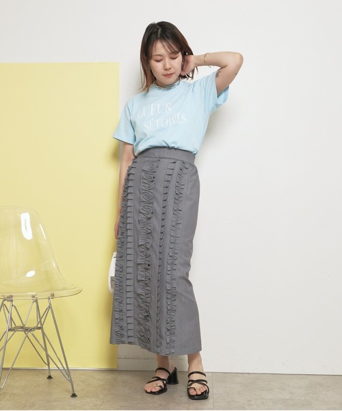 palm RICHE(ポームリシュ)の「LUEUR フロッキーロゴT 半袖(Tシャツ/カットソー・レディース・オフホワイト/ライトブルー/チャコールグレー・M)」の12枚目の写真