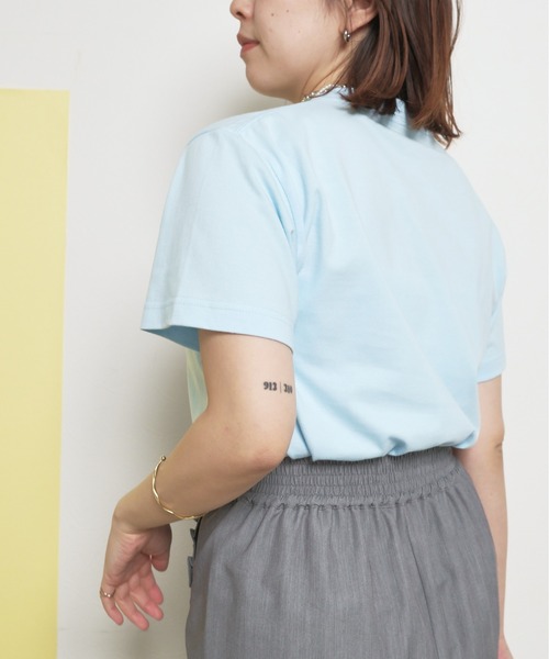 palm RICHE(ポームリシュ)の「LUEUR フロッキーロゴT 半袖(Tシャツ/カットソー・レディース・オフホワイト/ライトブルー/チャコールグレー・M)」の6枚目の写真