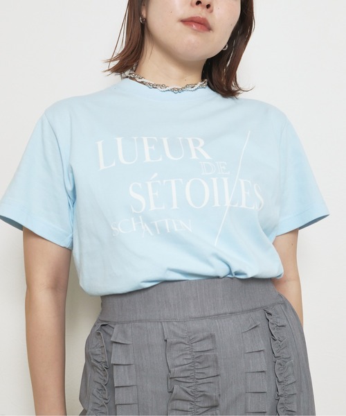 palm RICHE(ポームリシュ)の「LUEUR フロッキーロゴT 半袖(Tシャツ/カットソー・レディース・オフホワイト/ライトブルー/チャコールグレー・M)」の4枚目の写真