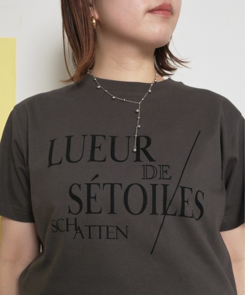 palm RICHE(ポームリシュ)の「LUEUR フロッキーロゴT 半袖(Tシャツ/カットソー・レディース・オフホワイト/ライトブルー/チャコールグレー・M)」の8枚目の写真