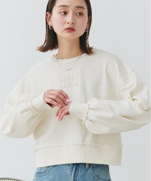 ad thie(アドティエ)の「アウトシーム 刺繍ロゴ スウェットプルオーバー(スウェット・レディース・チャコール/ピンク/アイボリー・FREE)」の1枚目の写真