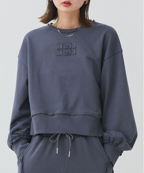 ad thie(アドティエ)の「アウトシーム 刺繍ロゴ スウェットプルオーバー(スウェット・レディース・チャコール/ピンク/アイボリー・FREE)」の2枚目の写真