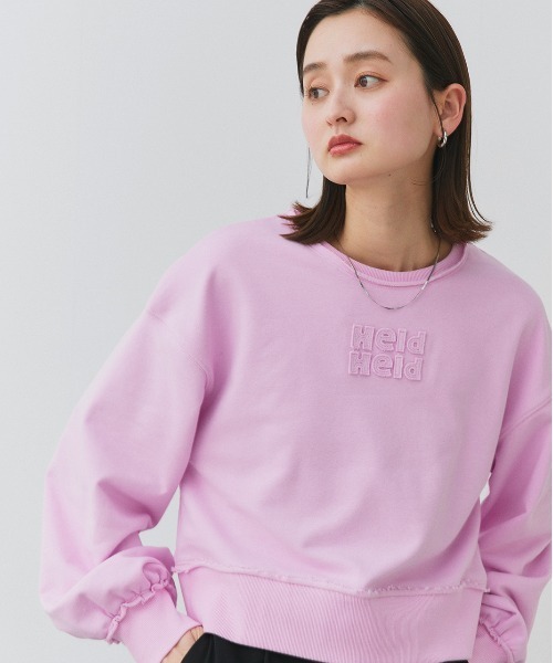 ad thie(アドティエ)の「アウトシーム 刺繍ロゴ スウェットプルオーバー(スウェット・レディース・チャコール/ピンク/アイボリー・FREE)」の9枚目の写真
