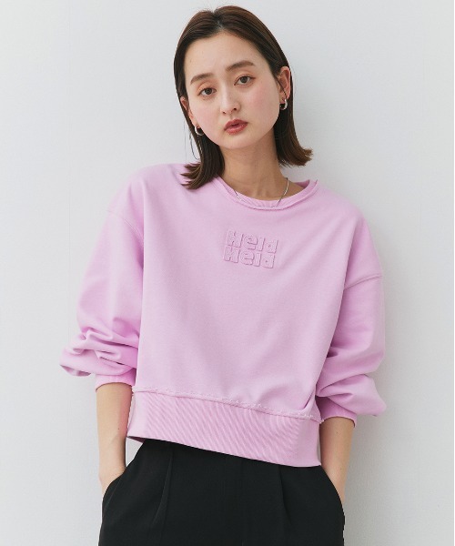 ad thie(アドティエ)の「アウトシーム 刺繍ロゴ スウェットプルオーバー(スウェット・レディース・チャコール/ピンク/アイボリー・FREE)」の11枚目の写真