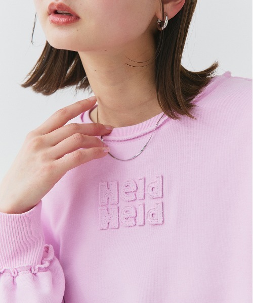 ad thie(アドティエ)の「アウトシーム 刺繍ロゴ スウェットプルオーバー(スウェット・レディース・チャコール/ピンク/アイボリー・FREE)」の12枚目の写真
