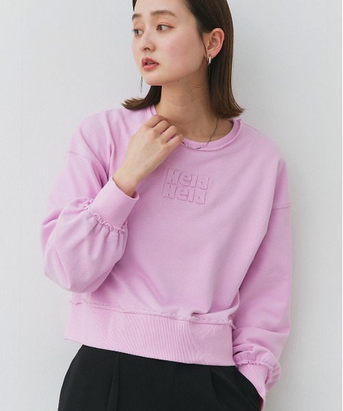 ad thie(アドティエ)の「アウトシーム 刺繍ロゴ スウェットプルオーバー(スウェット・レディース・チャコール/ピンク/アイボリー・FREE)」の13枚目の写真