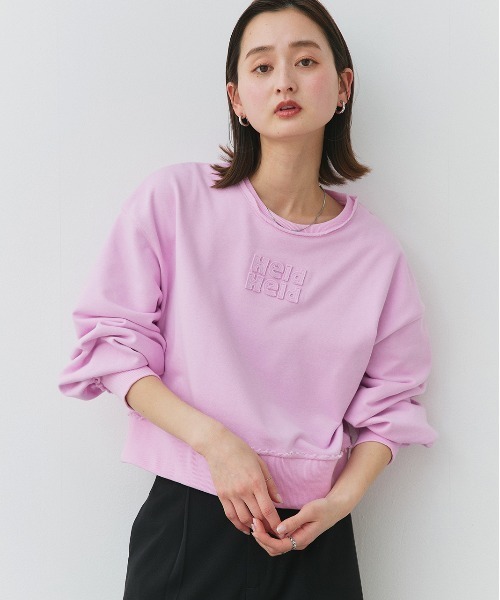 ad thie(アドティエ)の「アウトシーム 刺繍ロゴ スウェットプルオーバー(スウェット・レディース・チャコール/ピンク/アイボリー・FREE)」の14枚目の写真