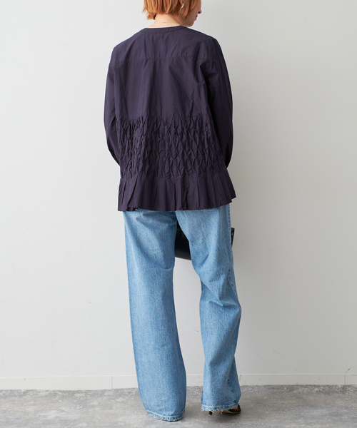 セール】ne Quittez pas / ヌキテパ COTTON POPLIN WAVE BLOUSE