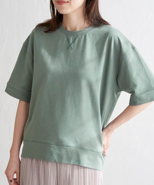 ikka(イッカ)の「コットンUSAミニ裏毛半袖Tシャツ(Tシャツ/カットソー・レディース・ブルー/チャコールグレー/オフホワイト/グリーン/ライトグレー/オレンジ・M/L/S)」の5枚目の写真