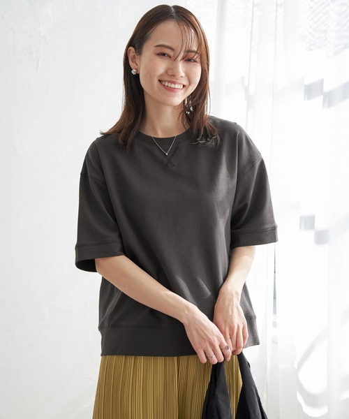ikka(イッカ)の「コットンUSAミニ裏毛半袖Tシャツ(Tシャツ/カットソー・レディース・ブルー/チャコールグレー/オフホワイト/グリーン/ライトグレー/オレンジ・M/L/S)」の21枚目の写真