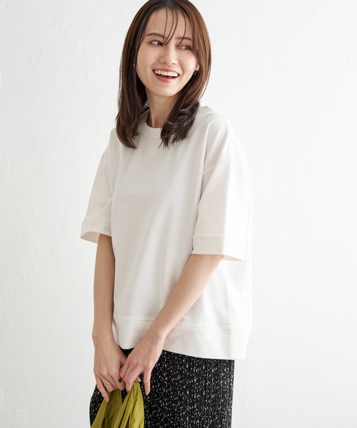 ikka(イッカ)の「コットンUSAミニ裏毛半袖Tシャツ(Tシャツ/カットソー・レディース・ブルー/チャコールグレー/オフホワイト/グリーン/ライトグレー/オレンジ・M/L/S)」の15枚目の写真