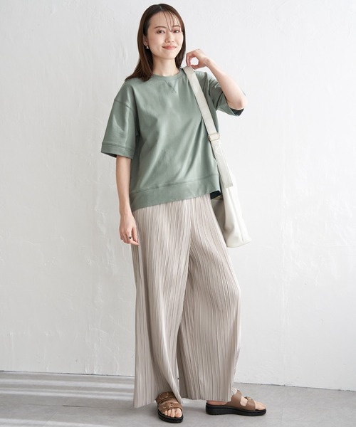 ikka(イッカ)の「コットンUSAミニ裏毛半袖Tシャツ(Tシャツ/カットソー・レディース・ブルー/チャコールグレー/オフホワイト/グリーン/ライトグレー/オレンジ・M/L/S)」の16枚目の写真