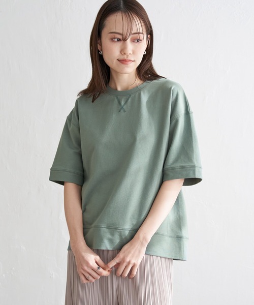 ikka(イッカ)の「コットンUSAミニ裏毛半袖Tシャツ(Tシャツ/カットソー・レディース・ブルー/チャコールグレー/オフホワイト/グリーン/ライトグレー/オレンジ・M/L/S)」の18枚目の写真