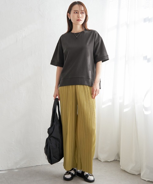 ikka(イッカ)の「コットンUSAミニ裏毛半袖Tシャツ(Tシャツ/カットソー・レディース・ブルー/チャコールグレー/オフホワイト/グリーン/ライトグレー/オレンジ・M/L/S)」の19枚目の写真