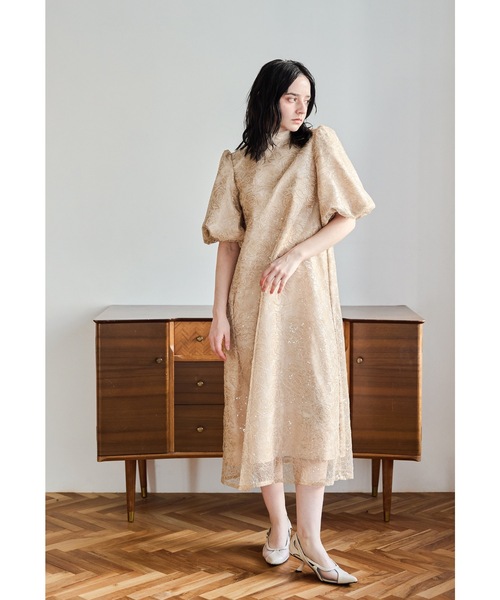 niana スパンコールフラワーレース　Aライン スパンコールフラワーレースAラインドレス マタニティ 妊婦 結婚式