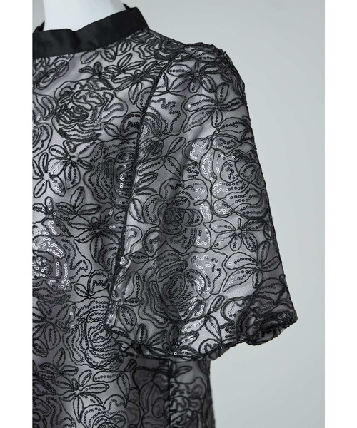 スパンコールフラワーレースAラインドレス マタニティ 妊婦 結婚