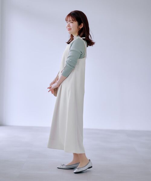 COHINA（コヒナ）の「パールストラップキャミワンピース 【低身長・小柄女性】（ワンピース・レディース・ブラック/ホワイト・ONE SIZE）」の4枚目の写真