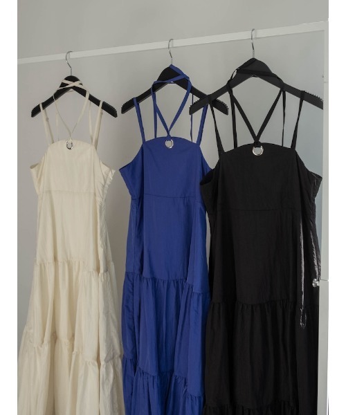 sahara（サハラ）の「Eyelet Tiered Dress/アイレットティアードドレス（ワンピース・レディース・ブラック/アイボリー/ブルー・FREE）」の4枚目の写真