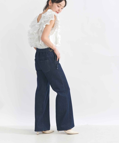 PICCIN（ピッチン）の「【セットアップ可能】ポケットフリルワイドラメデニムパンツ（デニムパンツ・レディース・ブルー・M/L）」の9枚目の写真