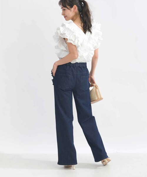 PICCIN（ピッチン）の「【セットアップ可能】ポケットフリルワイドラメデニムパンツ（デニムパンツ・レディース・ブルー・M/L）」の10枚目の写真