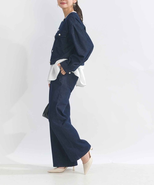 PICCIN（ピッチン）の「【セットアップ可能】ポケットフリルワイドラメデニムパンツ（デニムパンツ・レディース・ブルー・M/L）」の12枚目の写真