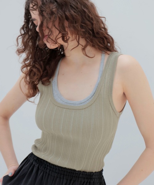 venit(ヴェニット)の「VENIT / acetate cotton 2way tank(アセテートコットン2ウェイタンク VEK-7512-A)(タンクトップ・レディース・カーキ・38)」の1枚目の写真