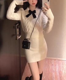 blackdia ocean（ブラックダイヤオーシャン）の「blackdia ocean ケーブル柄ニットxミニスカート セットアップ（セットアップ）」