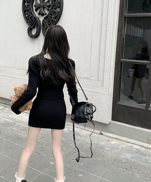 blackdia ocean ケーブル柄ニットxミニスカート セットアップ