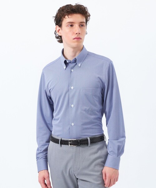 MACKINTOSH PHILOSOPHY（ﾏｯｷﾝﾄｯｼｭ ﾌｨﾛｿﾌｨｰ）の「トロッター シャツ スクエアボタンダウン トリコットバリエーション（シャツ/ブラウス・メンズ・ホワイト/グレー系その他2/ブルー/ブルー系その他7/ダークネイビー・40/38/42）」の4枚目の写真