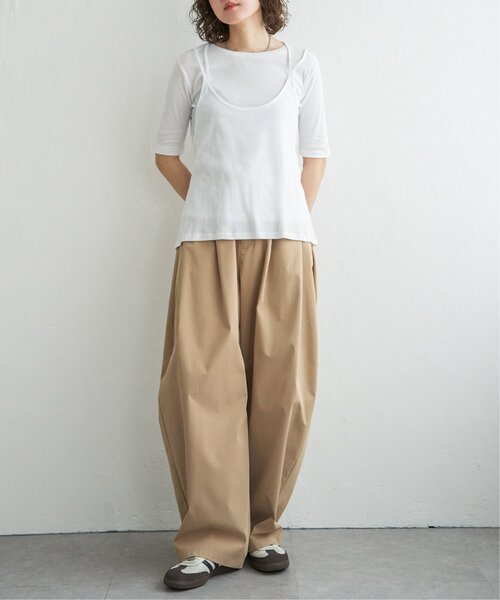 notch.(ノッチ)の「シアーフライスレイヤードTシャツ(Tシャツ/カットソー・レディース・オフホワイト/ネイビー/ベージュ・M)」の16枚目の写真