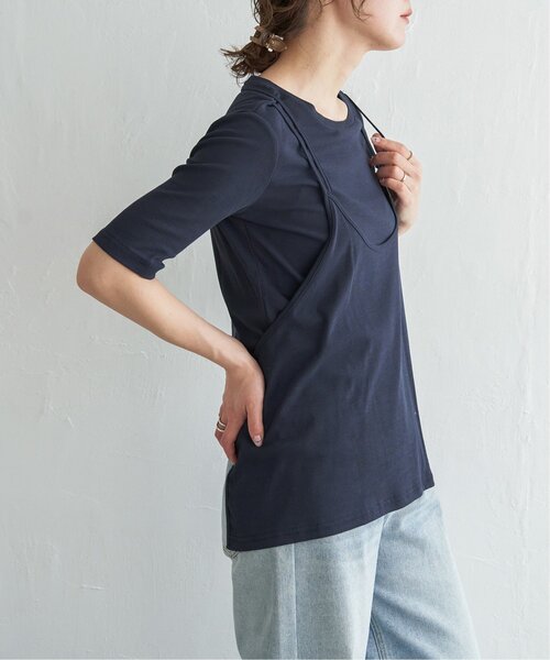 notch.(ノッチ)の「シアーフライスレイヤードTシャツ(Tシャツ/カットソー・レディース・オフホワイト/ネイビー/ベージュ・M)」の20枚目の写真