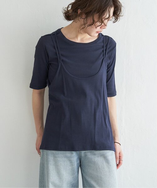 notch.(ノッチ)の「シアーフライスレイヤードTシャツ(Tシャツ/カットソー・レディース・オフホワイト/ネイビー/ベージュ・M)」の21枚目の写真