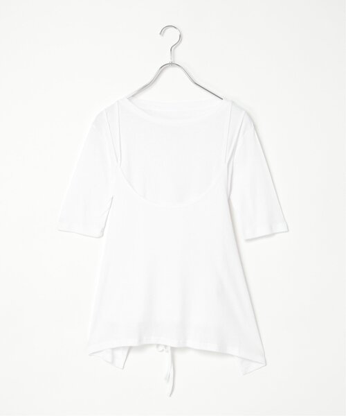 notch.(ノッチ)の「シアーフライスレイヤードTシャツ(Tシャツ/カットソー・レディース・オフホワイト/ネイビー/ベージュ・M)」の1枚目の写真