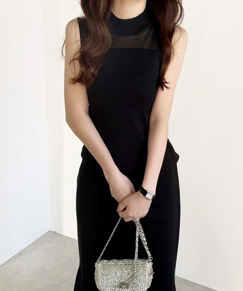 YOUING.(ユイン)の「シアー切替ニットトップス(ニット/セーター・レディース・ブラック・LARGE/MEDIUM)」の6枚目の写真