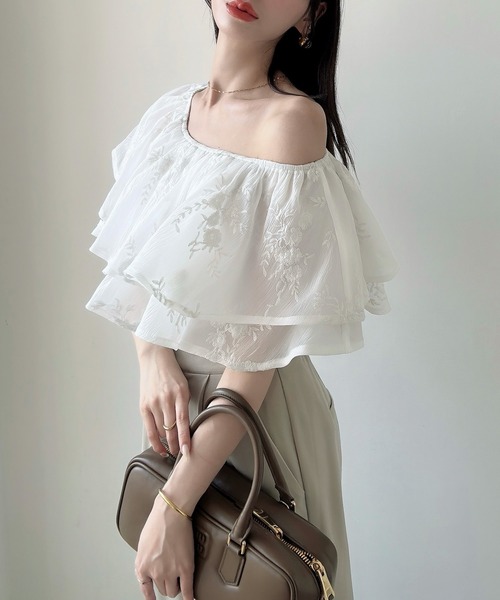 【タグ付き】Rirandure オフショルフリルシアーブラウス オフショルフリルシアーブラウス | シャツ・ブラウス