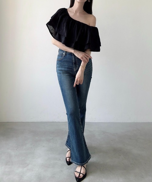 オフショルフリルシアーブラウス（シャツ/ブラウス）｜Meiru（メイル