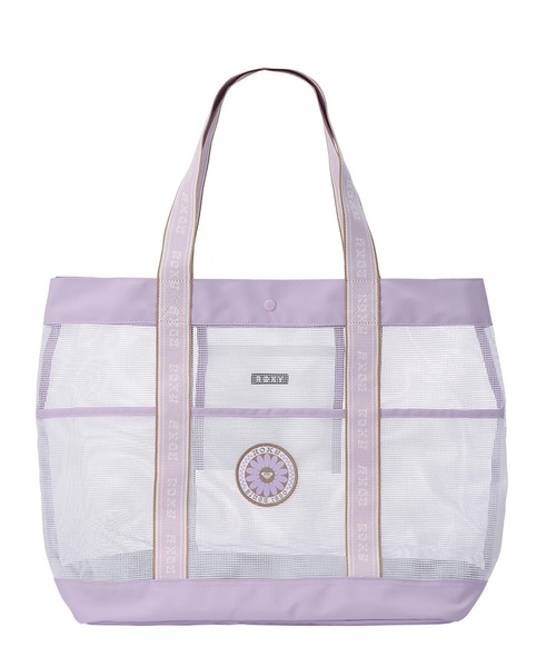 ROXY(ロキシー)の「WILD FLOWER MESH TOT/ロキシー撥水加工メッシュトートバッグ・ビーチバッグ(トートバッグ・レディース・パープル/ブラック・FREE)」の1枚目の写真