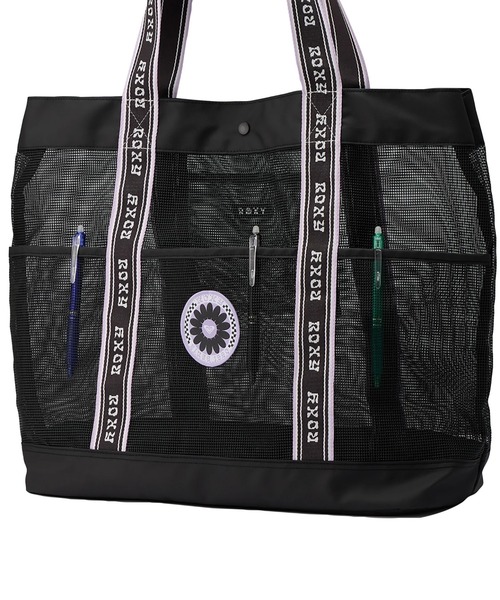ROXY(ロキシー)の「WILD FLOWER MESH TOT/ロキシー撥水加工メッシュトートバッグ・ビーチバッグ(トートバッグ・レディース・パープル/ブラック・FREE)」の4枚目の写真