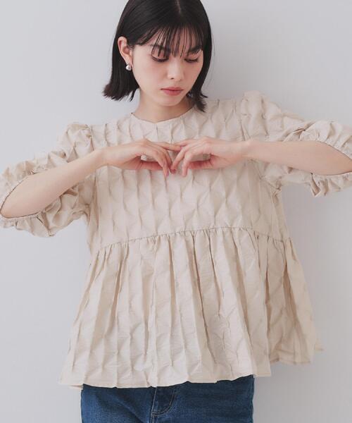 amenochihare エアリージャガードぺプラムブラウス新品、タグ付き UNITED ARROWS（ユナイテッドアローズ）の「AIRY ジャカード 5SL