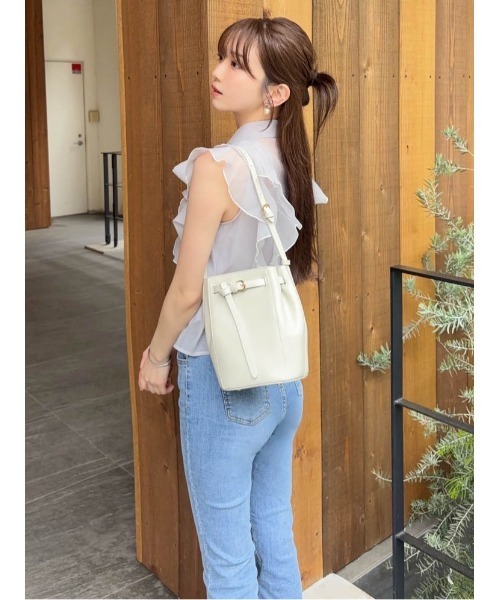 MERCURYDUO（マーキュリーデュオ）の「【追加生産】オーガンジー配色メローラッフルフリルブラウス（シャツ/ブラウス・レディース・オフホワイト/グレー/ベビーピンク・FREE）」の13枚目の写真