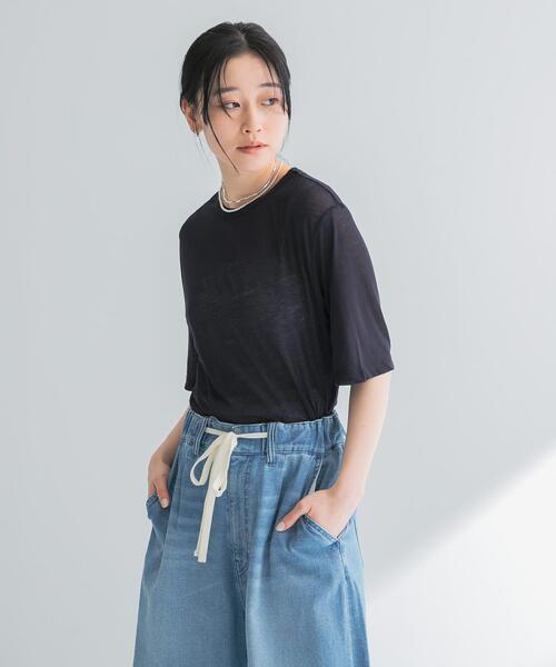 URBAN RESEARCH（アーバンリサーチ）の「new basic　ドライツイストシアーTシャツ（Tシャツ/カットソー・レディース・ブラック/ホワイト/ネイビー/バーガンディー/チャコールグレー・FREE）」の7枚目の写真
