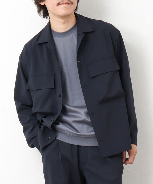 NOLLEY’S(ノーリーズ)の「《セットアップ対応》イージーケア ストレッチポプリン シャツブルゾン 25SS(シャツ/ブラウス・メンズ・ネイビー/ベージュ/チャコールグレー・S/M/L)」の3枚目の写真
