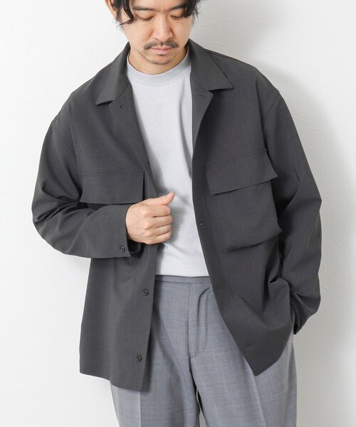 NOLLEY’S(ノーリーズ)の「《セットアップ対応》イージーケア ストレッチポプリン シャツブルゾン 25SS(シャツ/ブラウス・メンズ・ネイビー/ベージュ/チャコールグレー・S/M/L)」の2枚目の写真