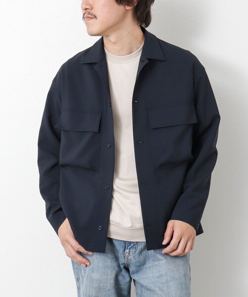 NOLLEY’S(ノーリーズ)の「《セットアップ対応》イージーケア ストレッチポプリン シャツブルゾン 25SS(シャツ/ブラウス・メンズ・ネイビー/ベージュ/チャコールグレー・S/M/L)」の4枚目の写真