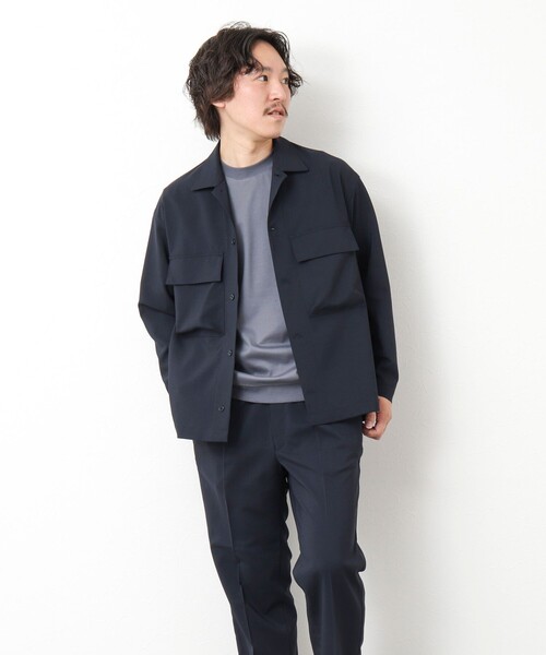 NOLLEY’S(ノーリーズ)の「《セットアップ対応》イージーケア ストレッチポプリン シャツブルゾン 25SS(シャツ/ブラウス・メンズ・ネイビー/ベージュ/チャコールグレー・S/M/L)」の16枚目の写真