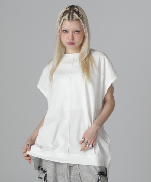 DANKE SCHON（ダンケシェーン）の「DankeSchon/ダンケシェーン/SEAM CUT NS（Tシャツ/カットソー・レディース・ホワイト/ブラック・M/L）」の8枚目の写真