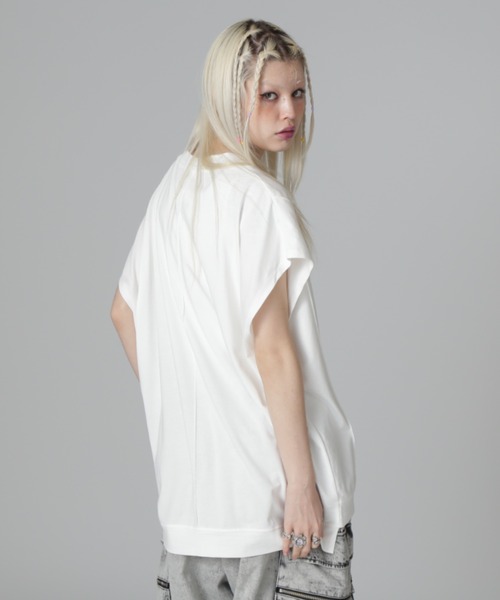 DANKE SCHON（ダンケシェーン）の「DankeSchon/ダンケシェーン/SEAM CUT NS（Tシャツ/カットソー・レディース・ホワイト/ブラック・M/L）」の9枚目の写真