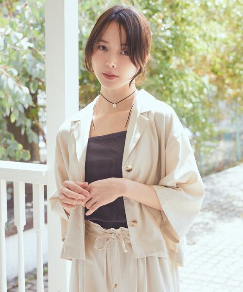 earth music&ecology(アースミュージックアンドエコロジー)の「リラックスシャツジャケット(シャツ/ブラウス・レディース・ブラック/ベージュ/モカ・FREE)」の4枚目の写真