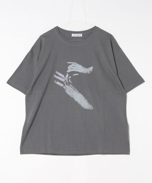NO WAY(ノーウェイ)の「/HANDプリントオーバーサイズTシャツ(Tシャツ/カットソー・メンズ・ホワイト/グレー/ブラック・FREE)」の1枚目の写真